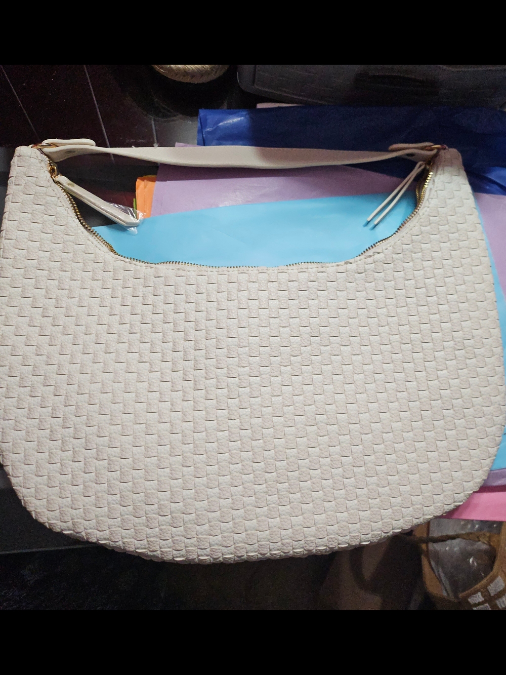 Woven White/cream Shoulder  Bag New